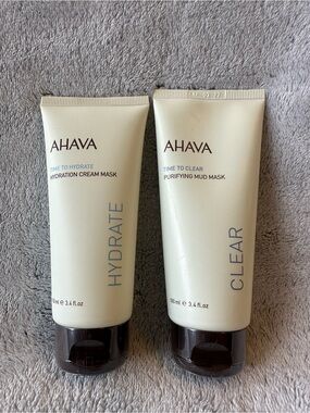 AHAVA Hydrate & Clear Cream Face Masks - Ivory Tubes with Dark Brown Caps